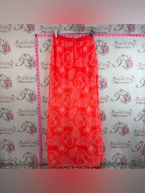 H&M Divided skirt bright orange white  Neon Coral Floral Tropical Maxi Skirt